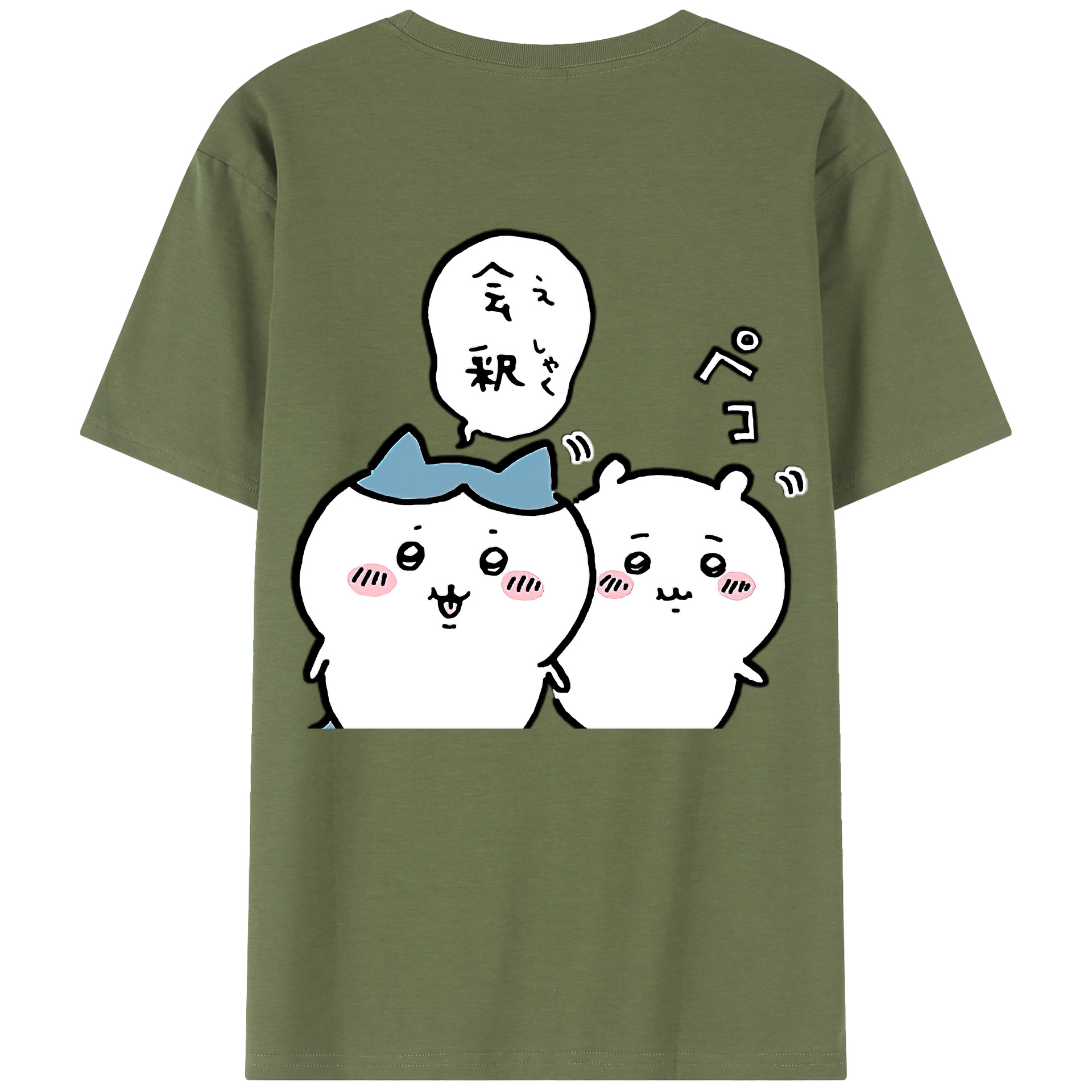 （画像用） ちいかわ ハチワレ Chii-kawa hachiware 綿100％半袖Tシャツ（背面プリント）